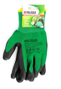 Перчатки Палисад 67865 зеленые с чёрным нитрильным покрытием L 15кл /12/