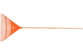 Грабли веерные Трупер 19786 пластик ручка дерево 22 лепестка оранж